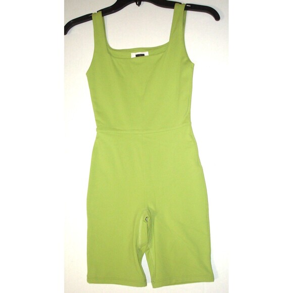 NWT Womens Babaton Aritzia Romper Square Neck 2XS XXS Short Tank Green Jackfruit - Picture 2 of 5